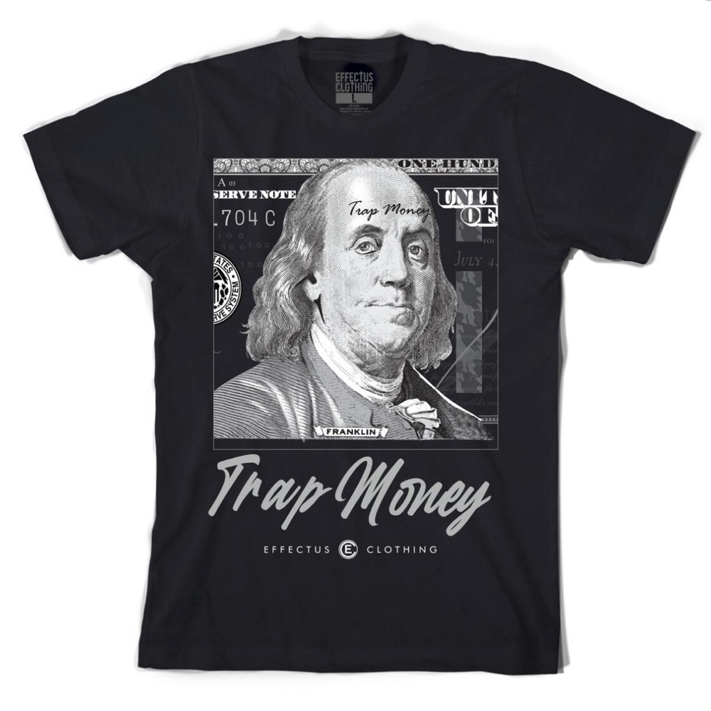 Mens Black White Money Cash Design Tee Shirt